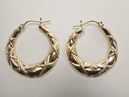 10k Real Solid Yellow Gold Classic Large Design Earrings