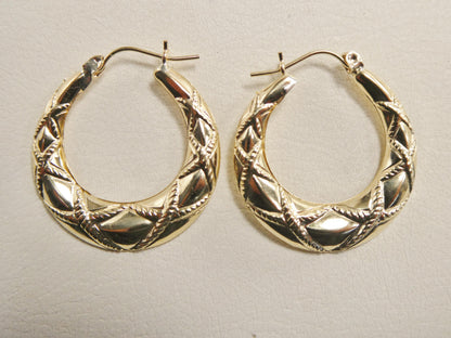 10k Real Solid Yellow Gold Classic Large Design Earrings