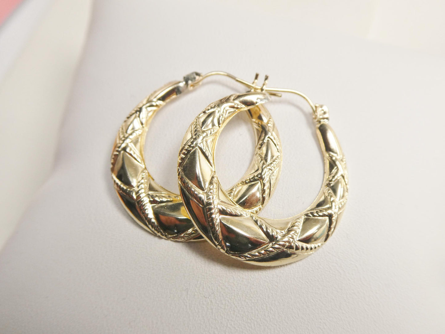 10k Real Solid Yellow Gold Classic Large Design Earrings