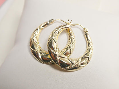 10k Real Solid Yellow Gold Classic Large Design Earrings