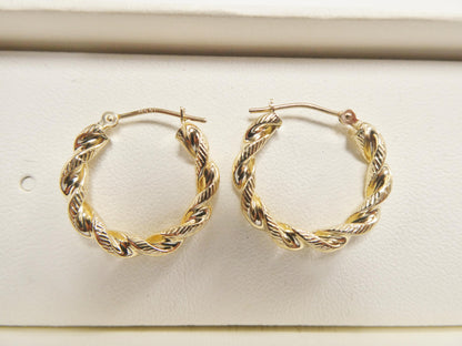 14k Real Solid Yellow Gold Classic Twist Earrings