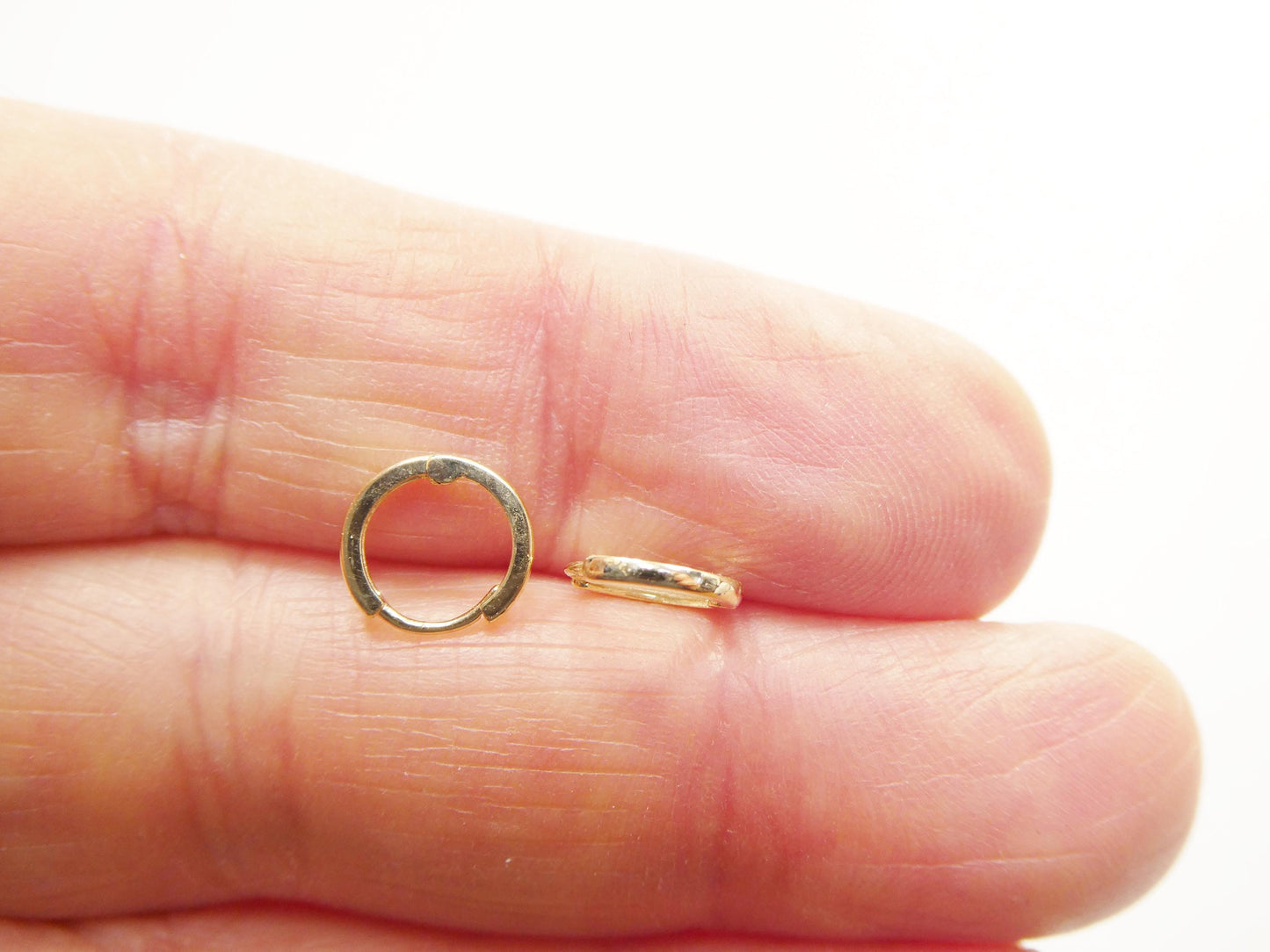 Real 10k Solid Yellow Gold 10mm 1.5MM THICKNESS Plain Hoop Huggie Earrings