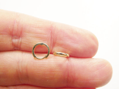 Real 10k Solid Yellow Gold 10mm 1.5MM THICKNESS Plain Hoop Huggie Earrings