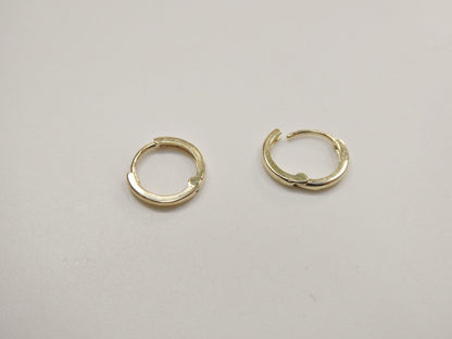 Real 10k Solid Yellow Gold 10mm 1.5MM THICKNESS Plain Hoop Huggie Earrings