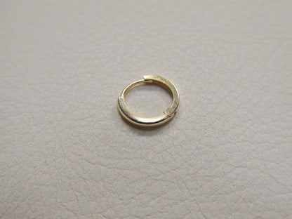 Real 10k Solid Yellow Gold 10mm 1.5MM THICKNESS Plain Hoop Huggie Earrings
