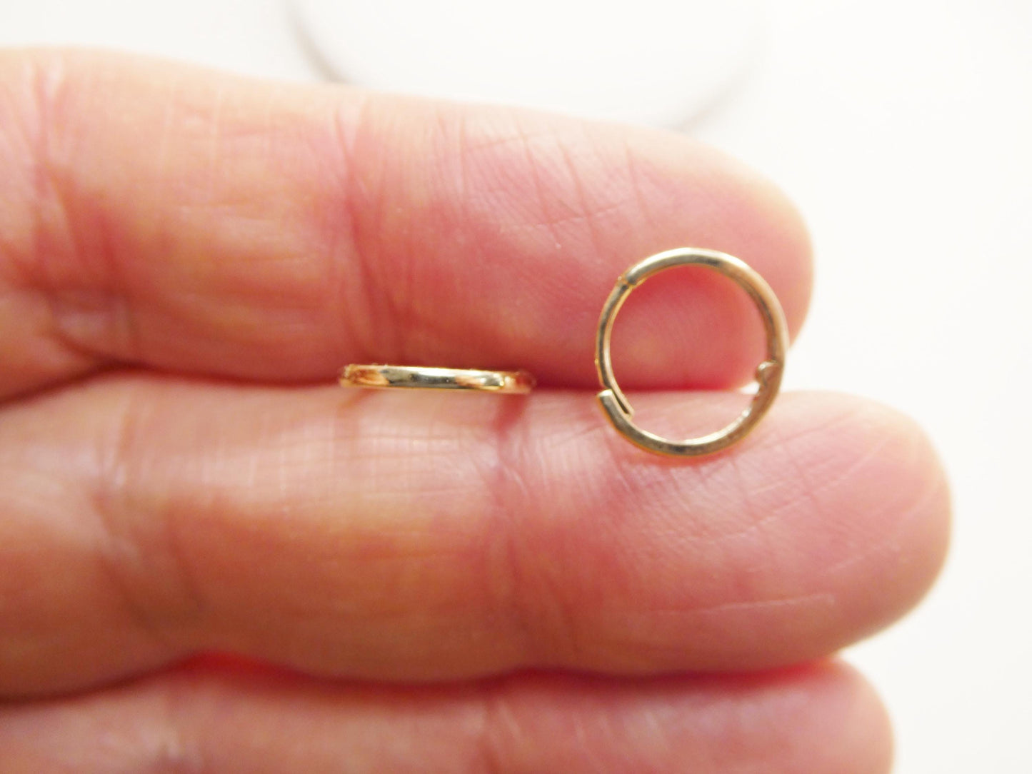 Real 10k Solid Yellow Gold 11 mm 1.1 mm THICKNESS Plain Hoop Huggie Earrings