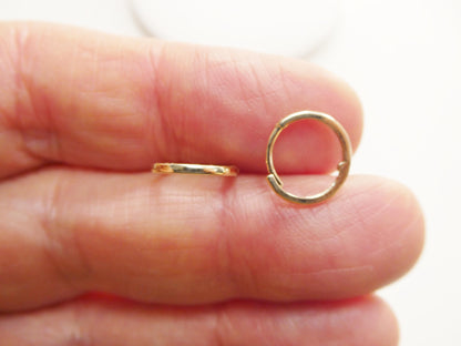 Real 10k Solid Yellow Gold 11 mm 1.1 mm THICKNESS Plain Hoop Huggie Earrings