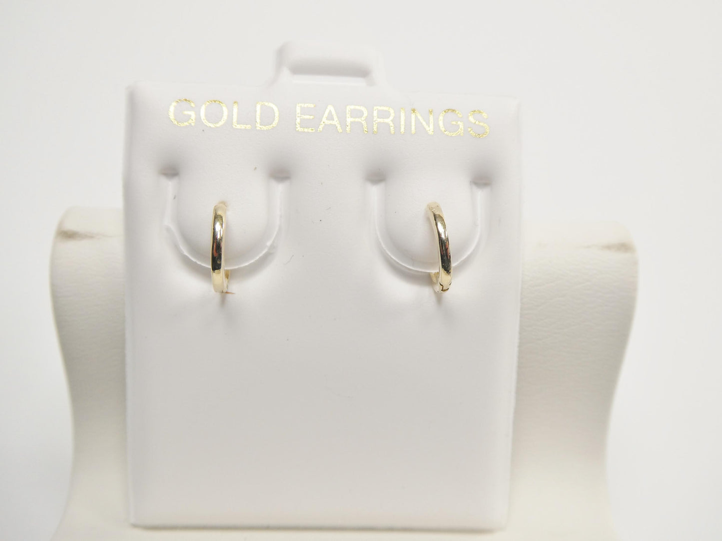 Real 10k Solid Yellow Gold 10mm 1.5MM THICKNESS Plain Hoop Huggie Earrings