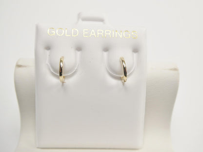 Real 10k Solid Yellow Gold 10mm 1.5MM THICKNESS Plain Hoop Huggie Earrings