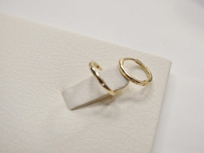 Real 10k Solid Yellow Gold 11 mm 1.1 mm THICKNESS Plain Hoop Huggie Earrings