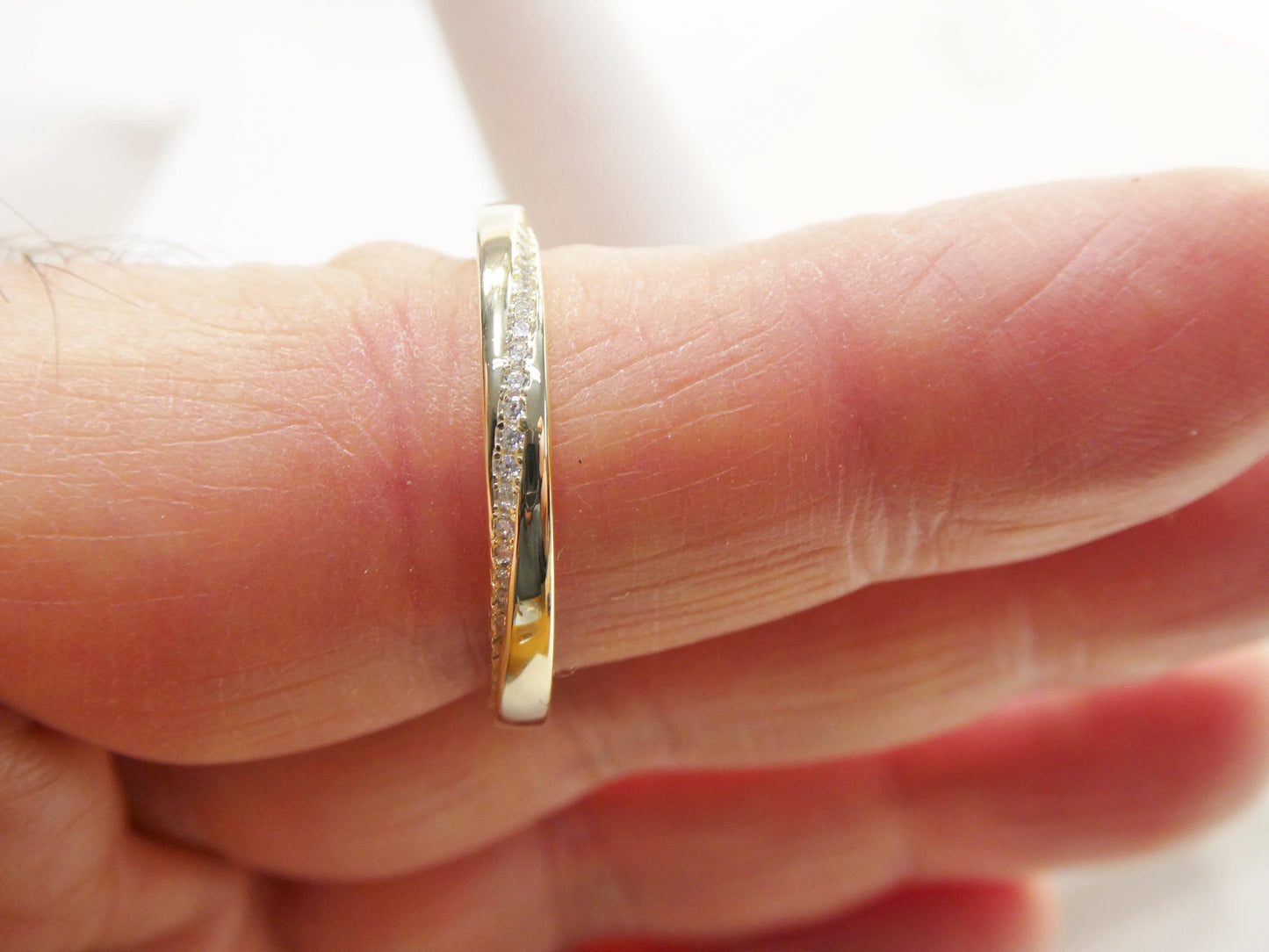 Real 925 Sterling Silver Over 14 Yellow Gold Band