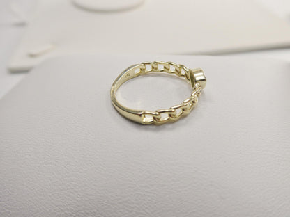 Real 925 Sterling Silver Over 14 Yellow Gold Ring