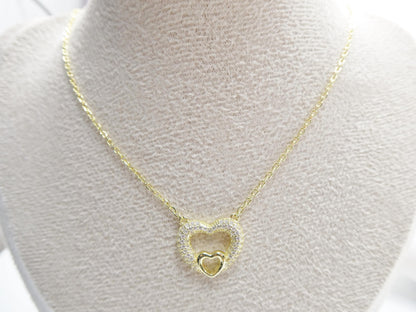 Heart Necklace: 925 Sterling Silver, 14k Gold Finish
