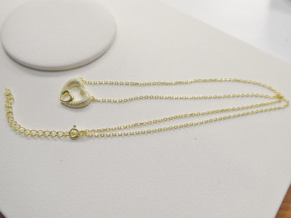 Heart Necklace: 925 Sterling Silver, 14k Gold Finish