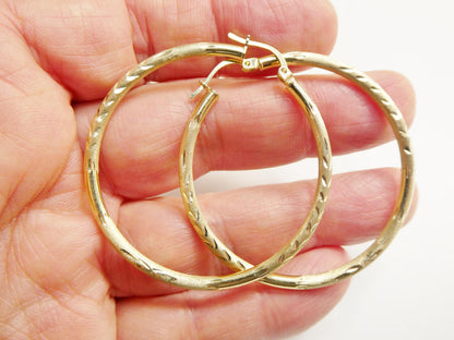 10k Real Solid Yellow Gold Diamond Cut Goop 45mm Earrings