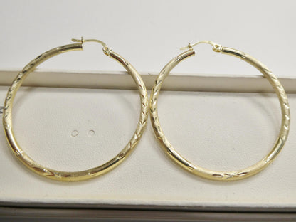 10k Real Solid Yellow Gold Diamond Cut Goop 45mm Earrings