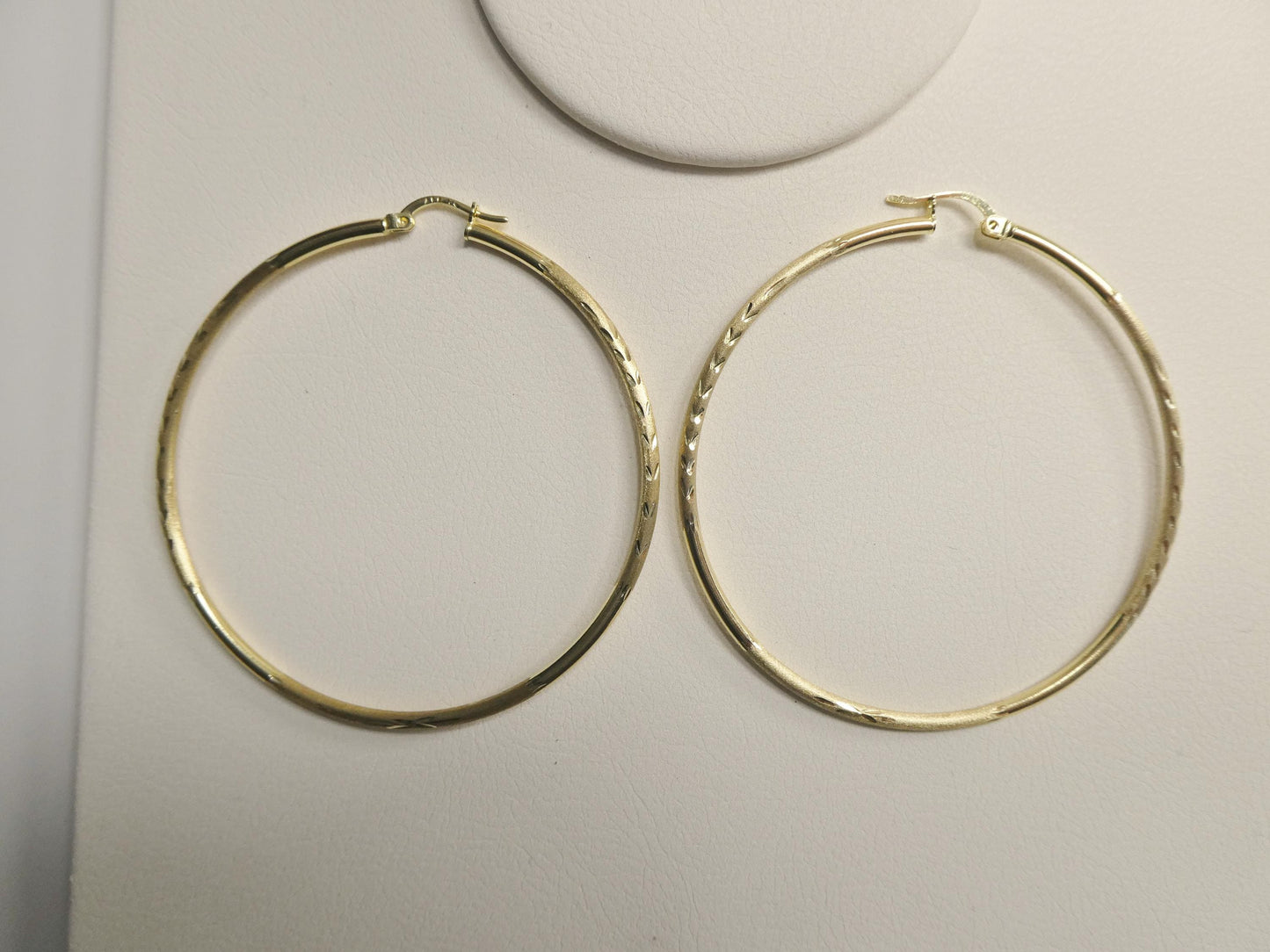 Real 10k Solid Yellow Gold Diamond Cut 60mm Hoop Earrings