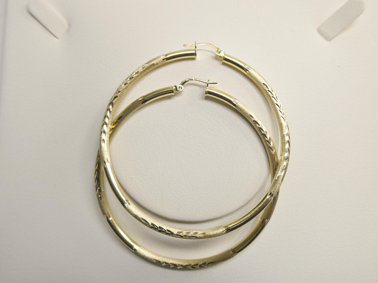 10k Real Solid Yellow Gold Diamond Cut Hoop 62mm Earrings
