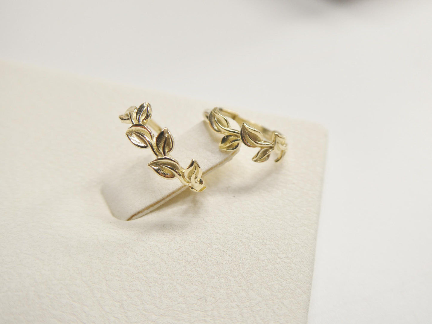 Real 10k Solid Yellow Gold Designer Olive Leaf Earrings