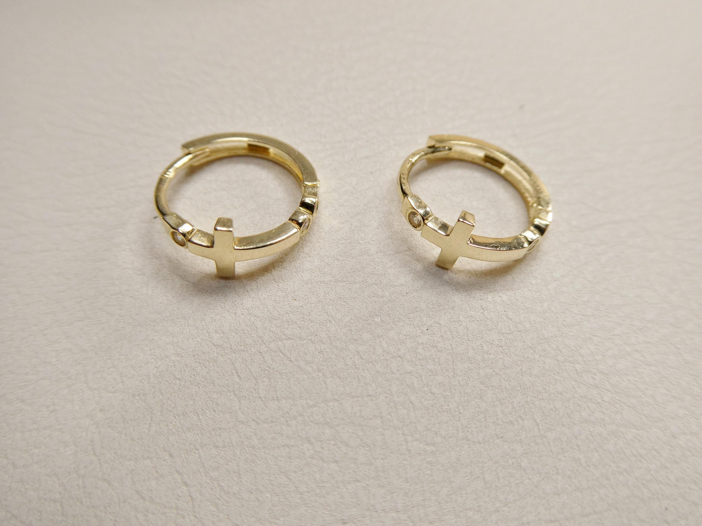 Real 10k Solid Yellow Gold Designer Cross Earrings
