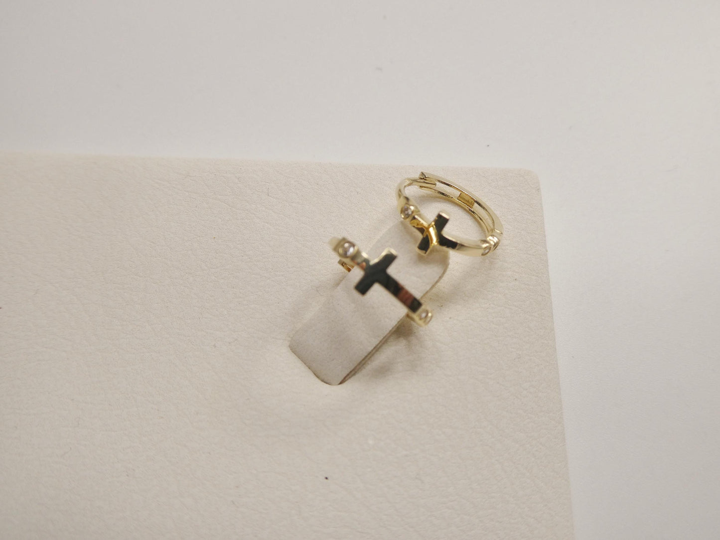 Real 10k Solid Yellow Gold Designer Cross Earrings