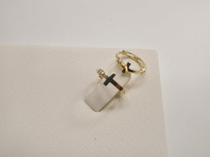 Real 10k Solid Yellow Gold Designer Cross Earrings