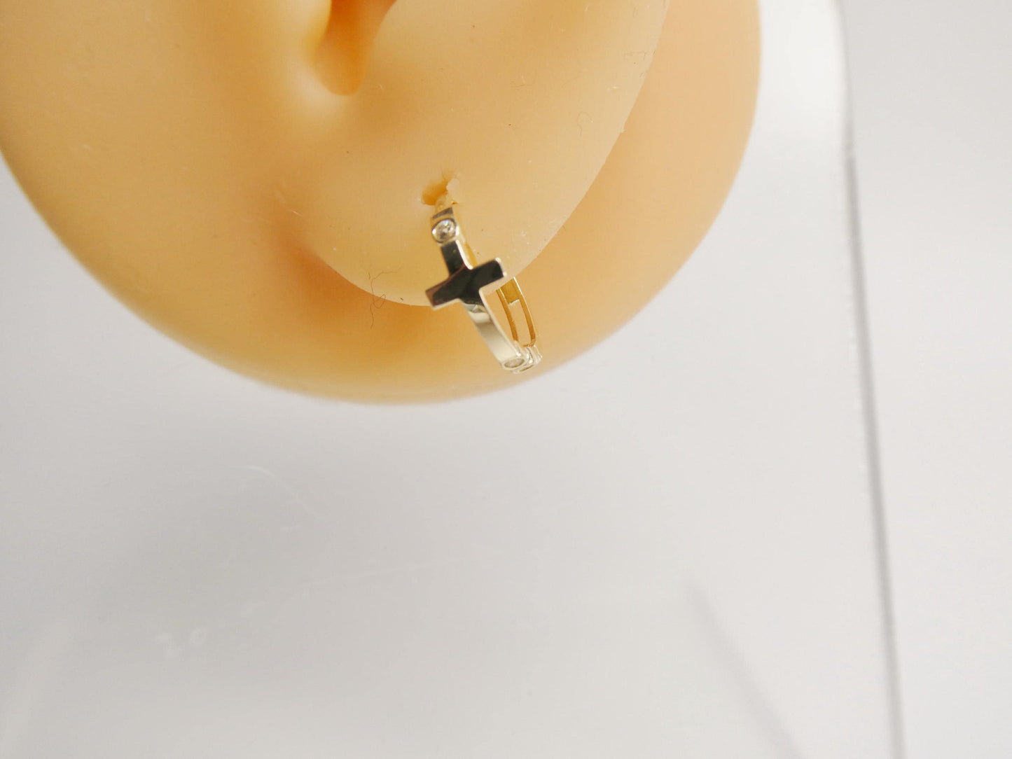 Real 10k Solid Yellow Gold Designer Cross Earrings
