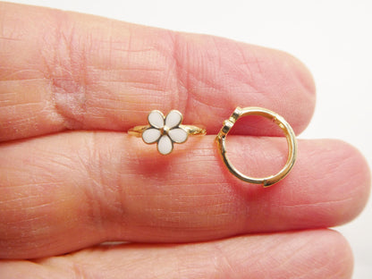 Real 10k Solid Yellow Gold Enamel Designer Earrings