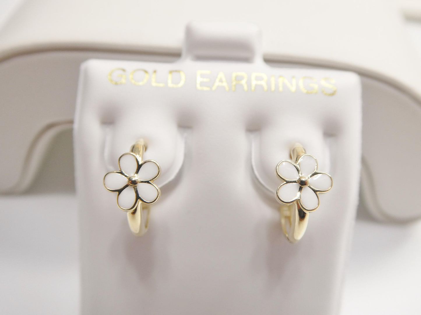 Real 10k Solid Yellow Gold Enamel Designer Earrings
