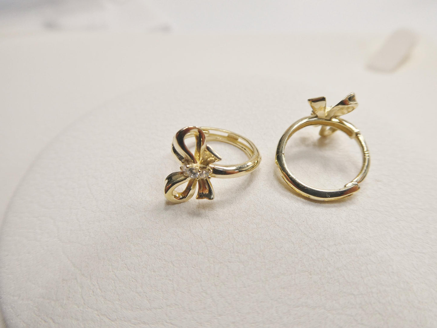 Real 10k Solid Yellow Gold Bow Designer Earrings