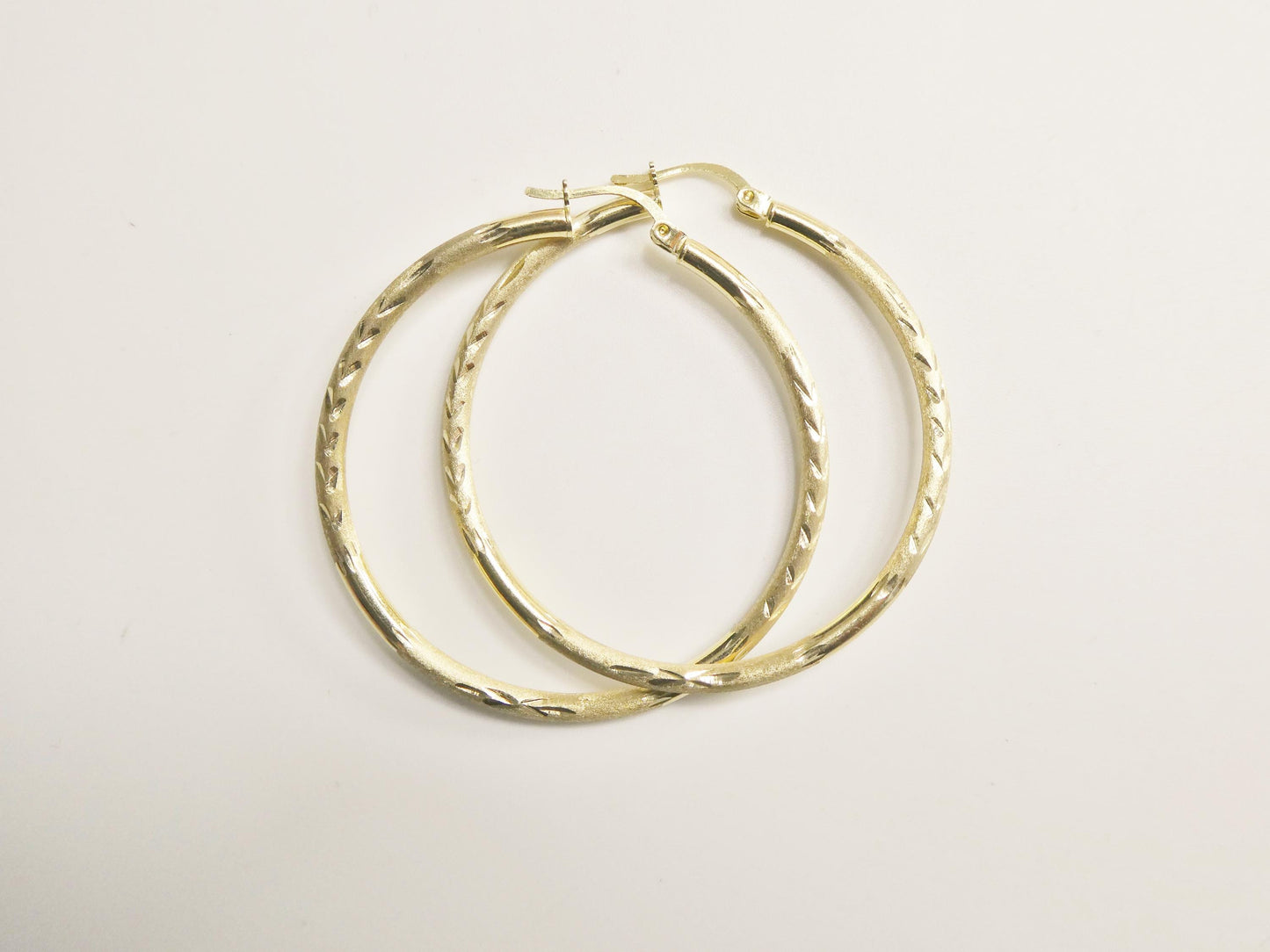 10k Real Solid Yellow Gold Diamond Cut Goop 45mm Earrings