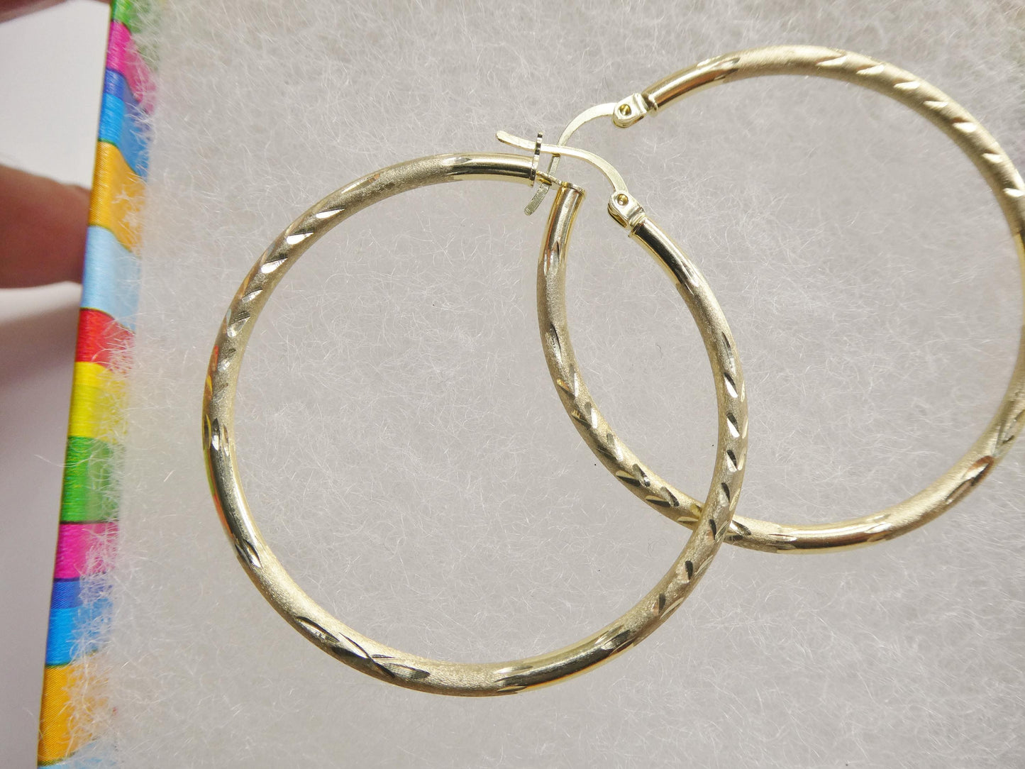 10k Real Solid Yellow Gold Diamond Cut Goop 45mm Earrings