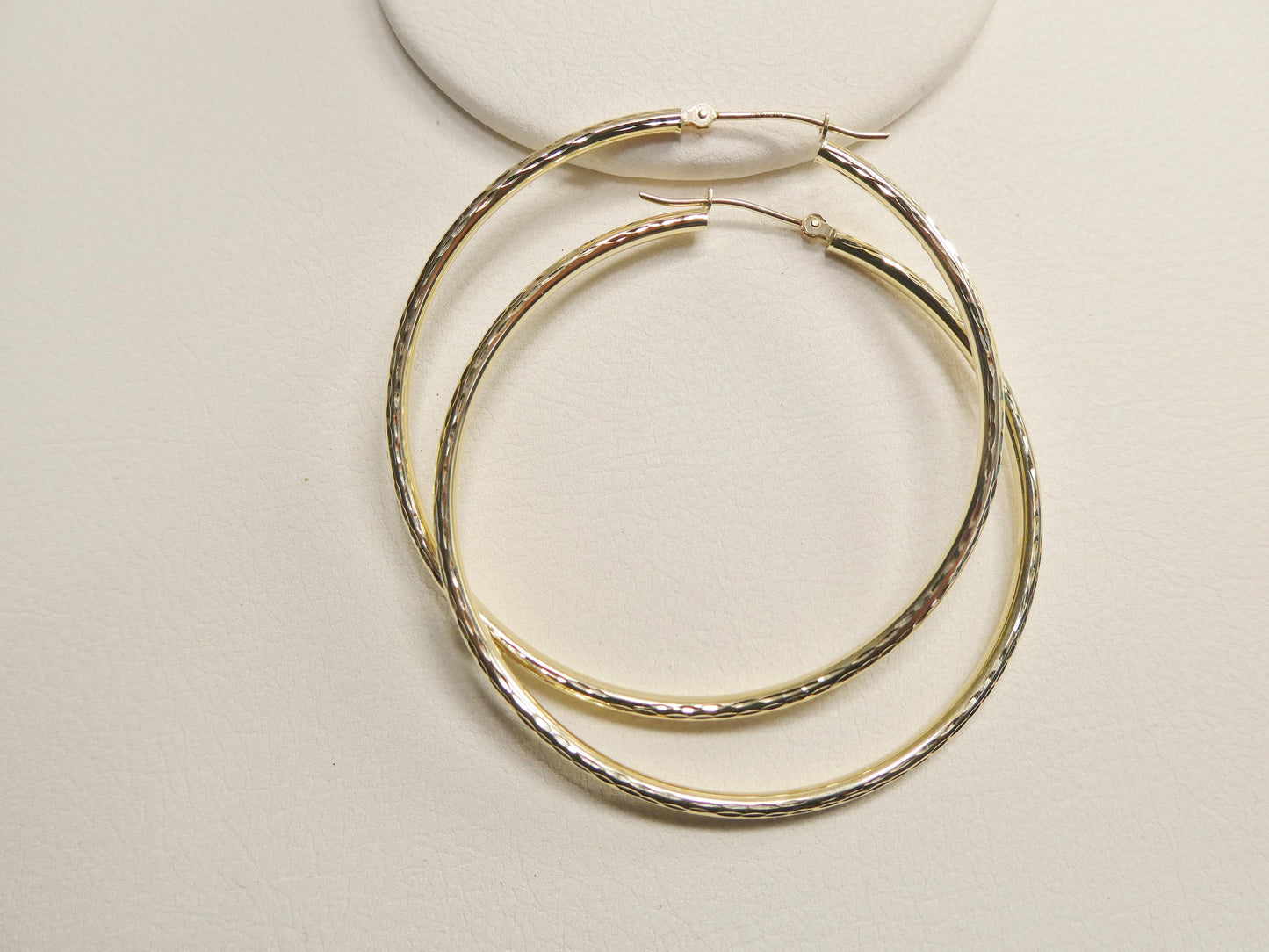 Real 10k Solid Yellow Gold Diamond Cut 50mm Hoop Earrings