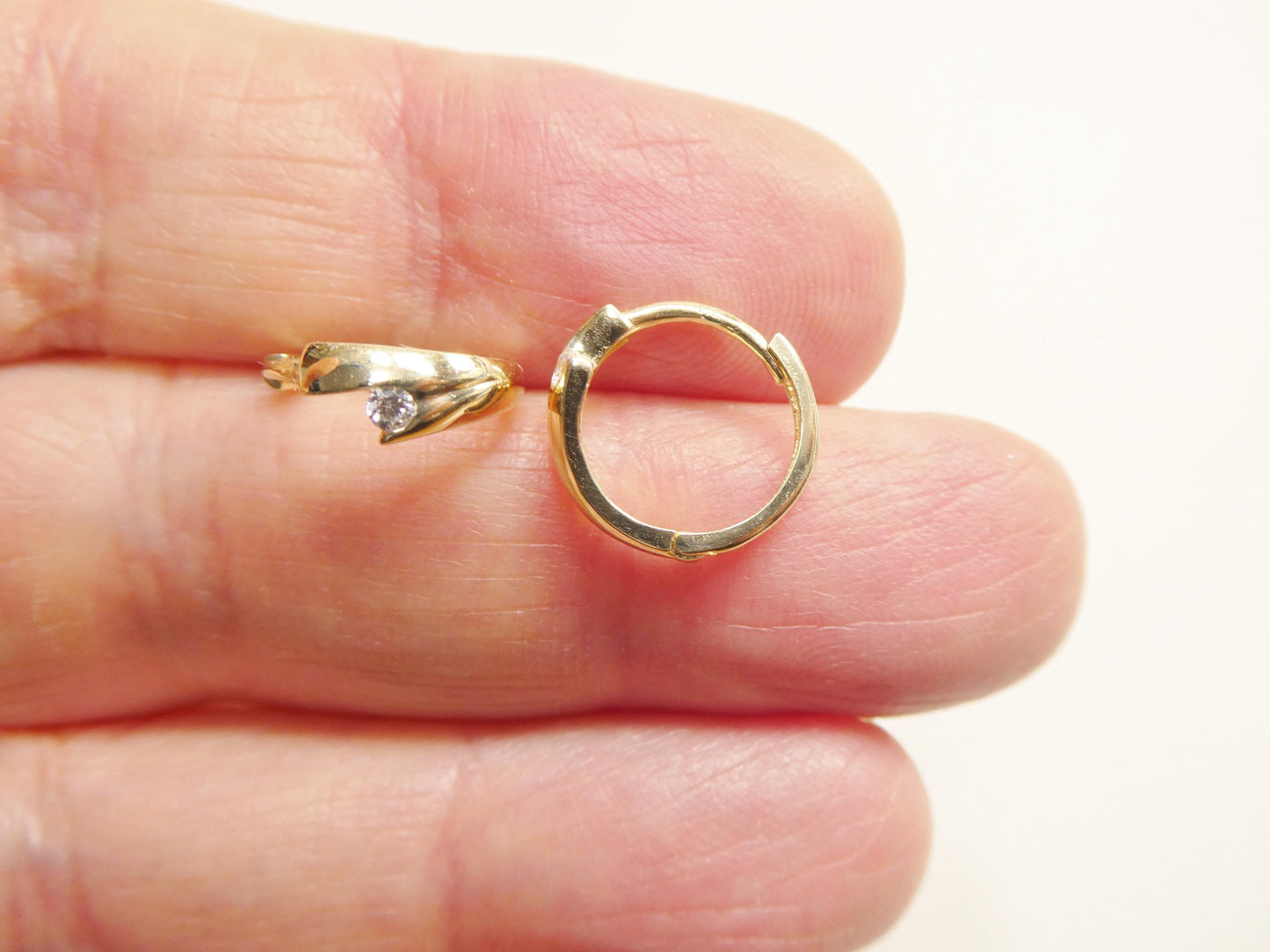 Real 10k Solid Yellow Gold Fancy Hoop Huggies Earrings
