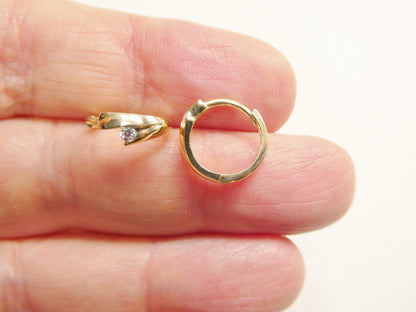 Real 10k Solid Yellow Gold Fancy Hoop Huggies Earrings