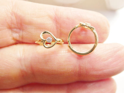 Real 10k Solid Yellow Gold Designer Heart Earrings