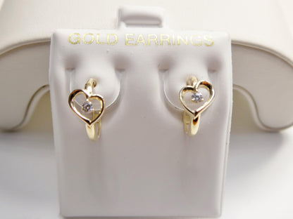 Real 10k Solid Yellow Gold Designer Heart Earrings
