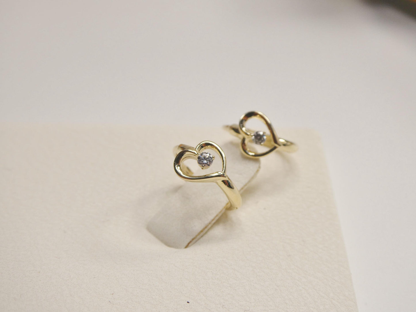 Real 10k Solid Yellow Gold Designer Heart Earrings