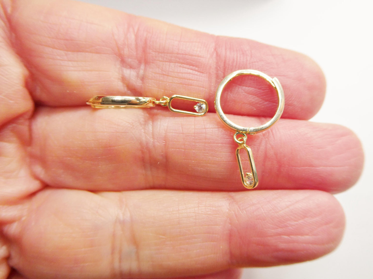 Real 10k Solid Yellow Gold Designer Paperclip Earrings
