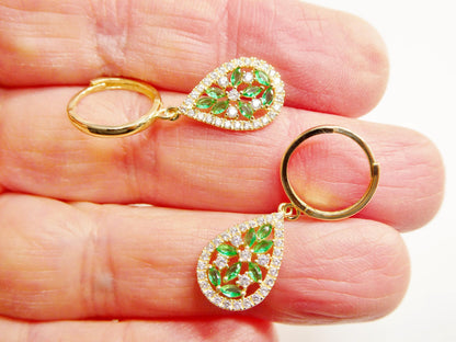 Real 10k Solid Yellow Gold Designer Drop Earrings
