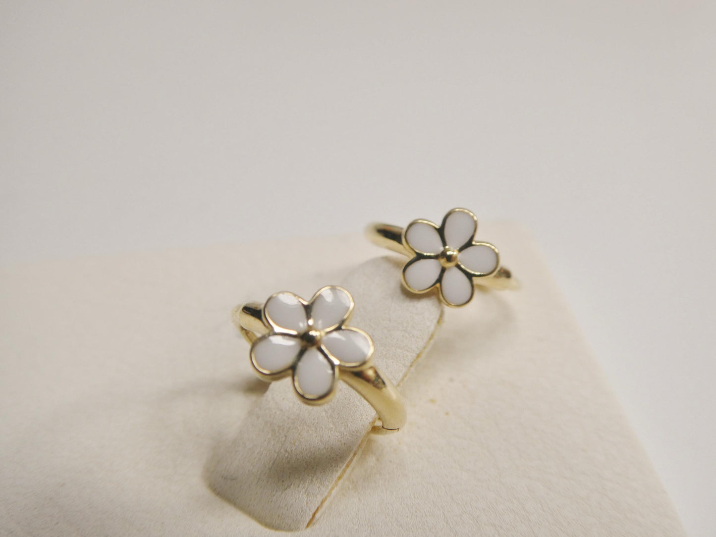 Real 10k Solid Yellow Gold Enamel Designer Earrings