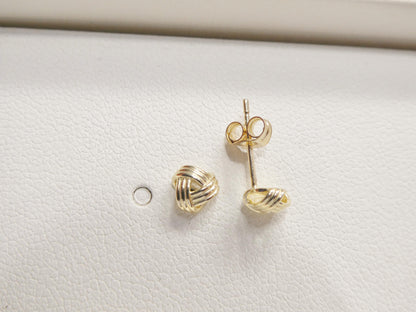 Real 10k Solid Yellow Gold Push Post Small Love Knot Stud Earrings