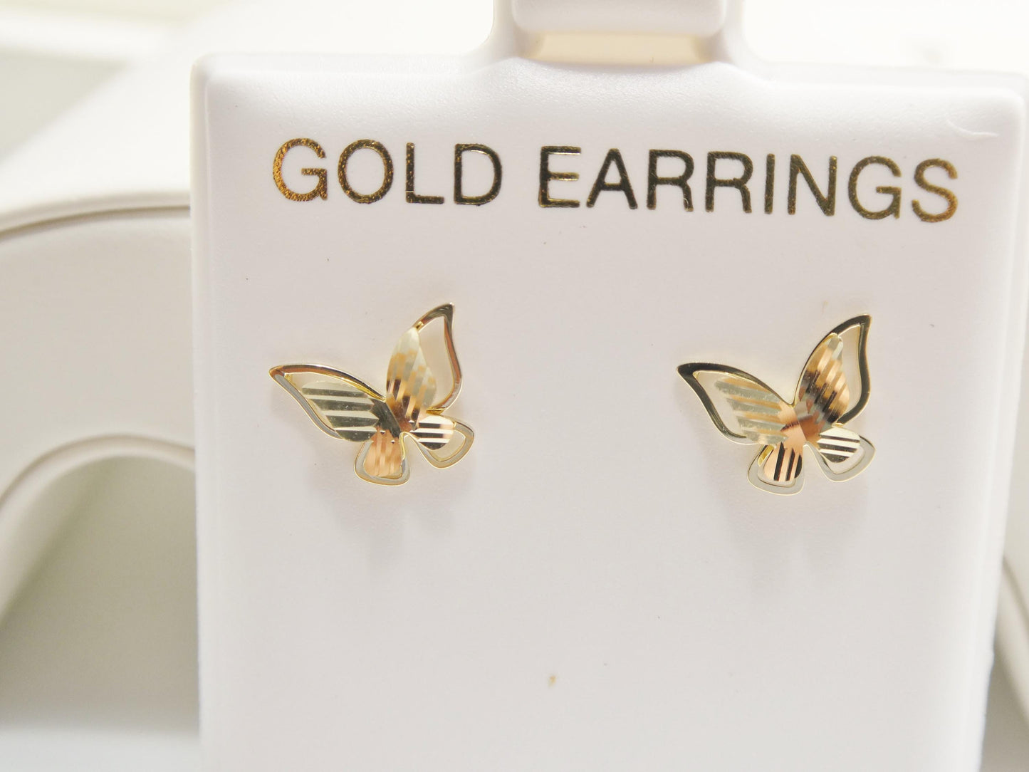 10k Real Solid Gold Butterfly Push Post Earrings