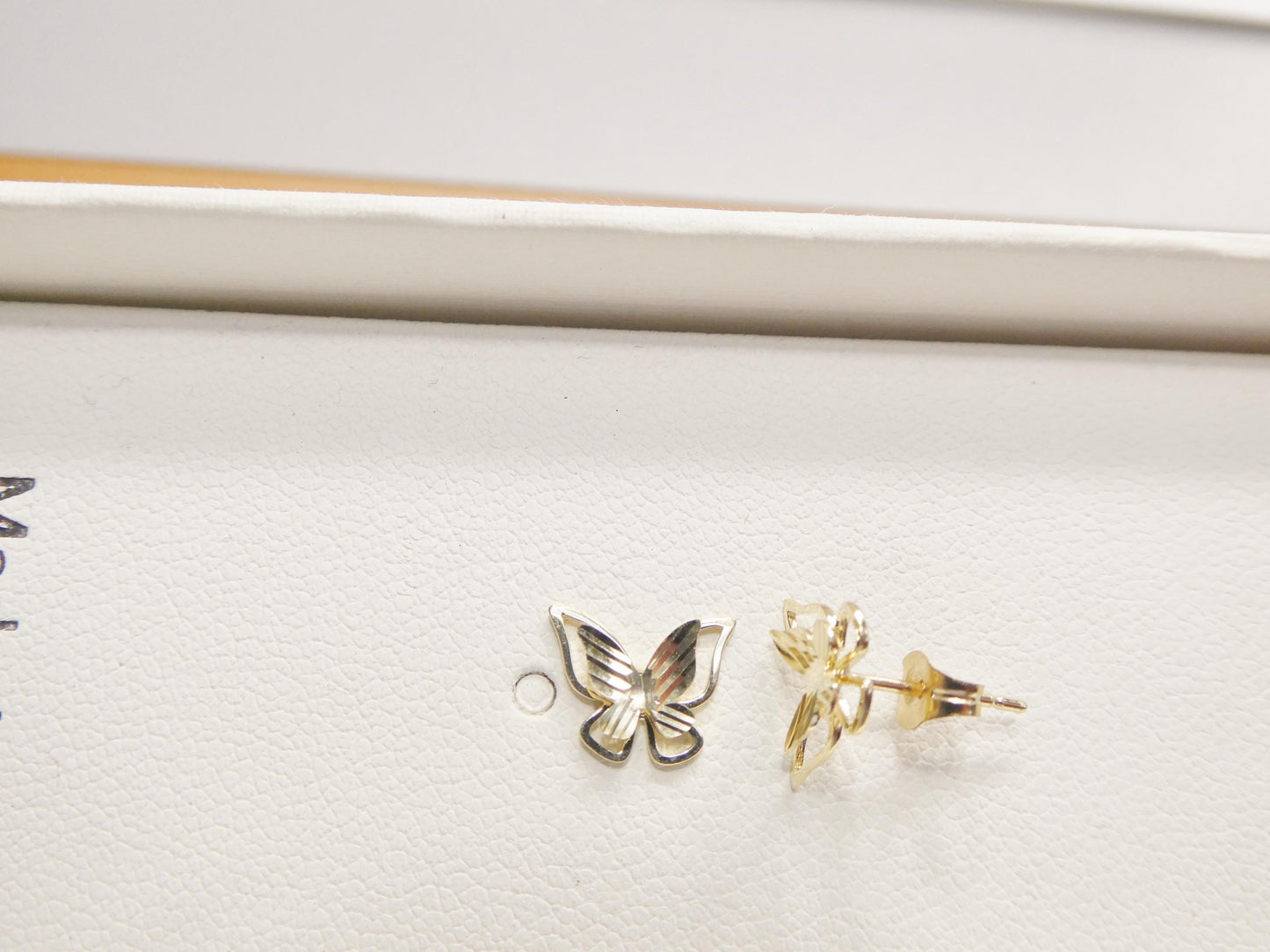 10k Real Solid Gold Butterfly Push Post Earrings