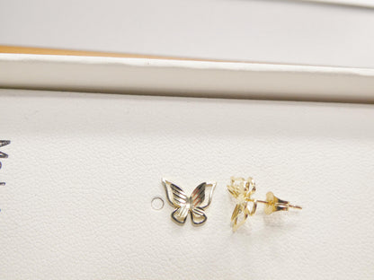 10k Real Solid Gold Butterfly Push Post Earrings