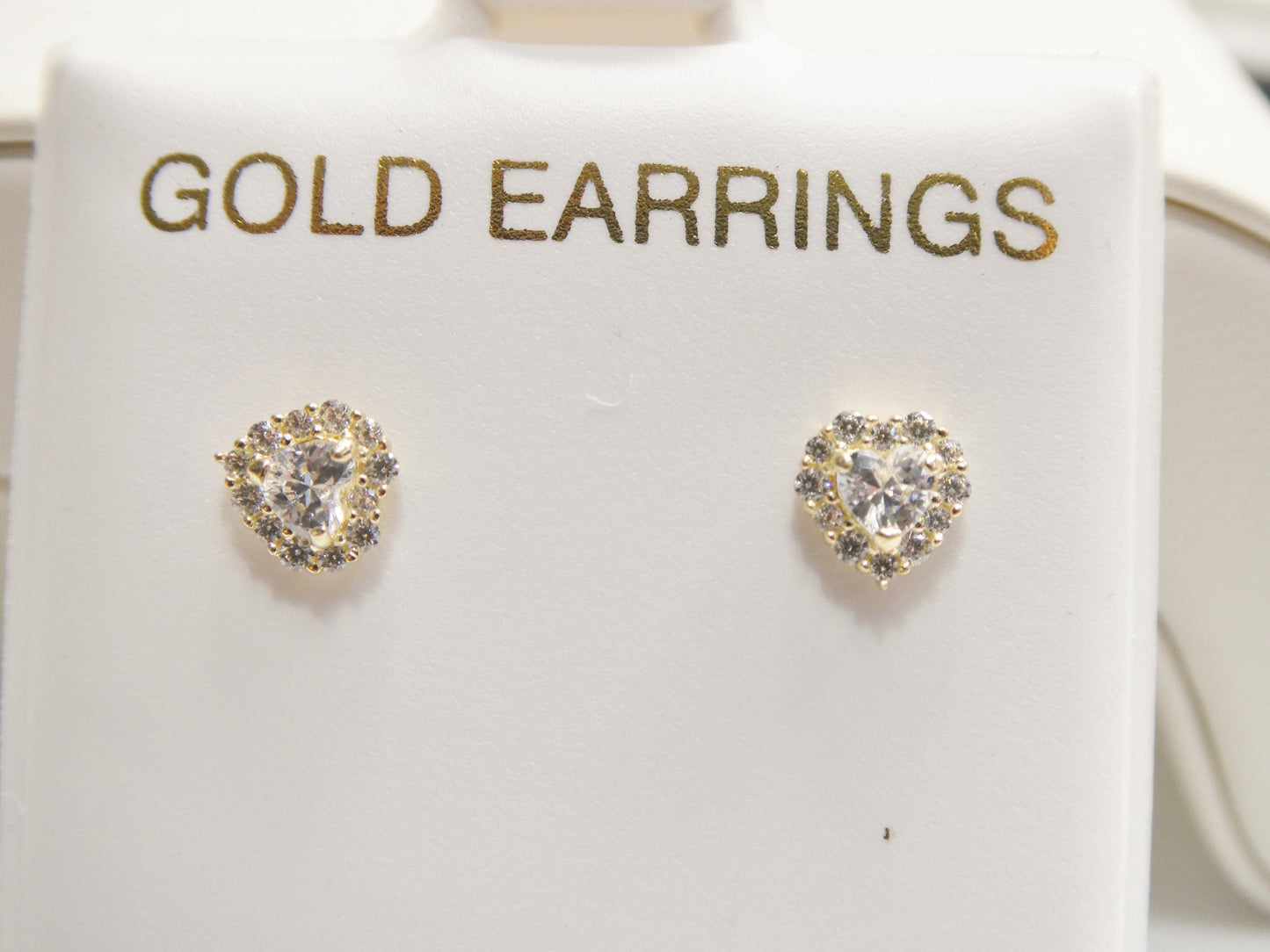 10k Real Solid Yellow Gold Heart Push Back Earrings