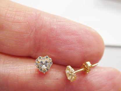 10k Real Solid Yellow Gold Heart Push Back Earrings
