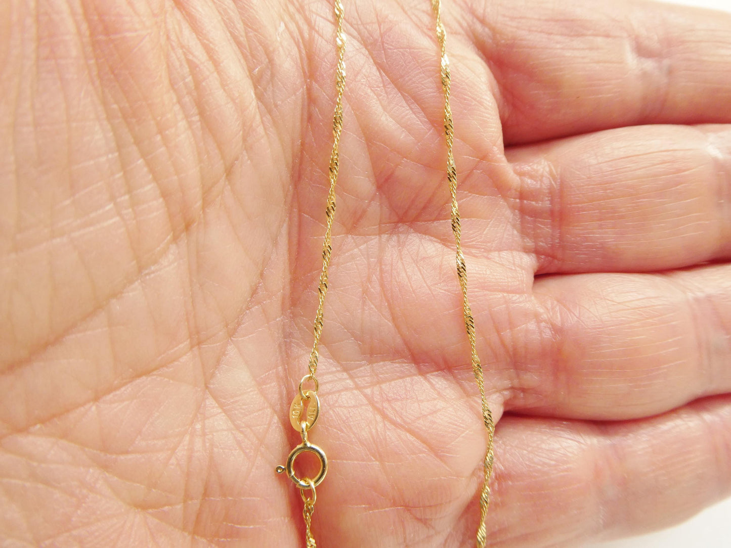 10k Real Solid Yellow Gold 16 Inch Singapore Chain
