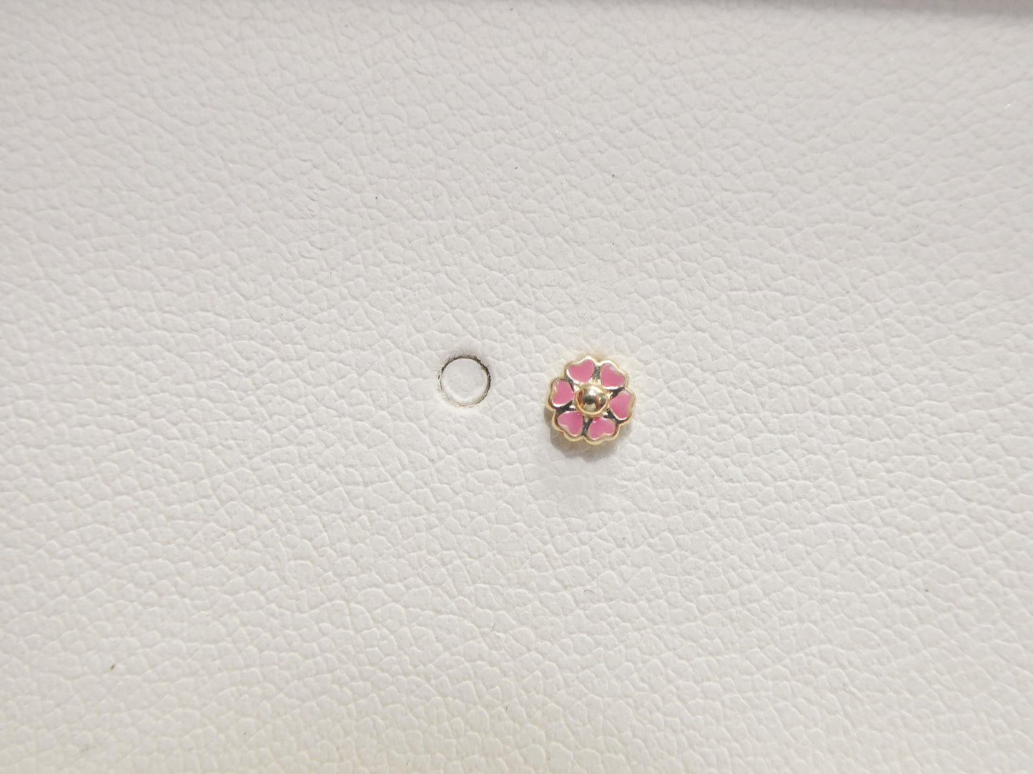 14k Real Solid Yellow Gold Pink Flower Nose Rings