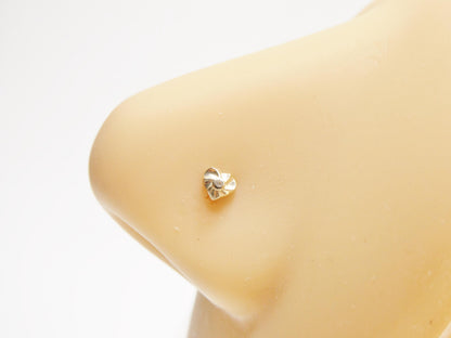14k Real Solid Yellow Gold Small Heart Nose Rings